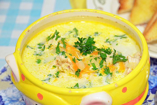 Сырный суп по-французски с курицей Продукты для рецепта             

    
	    Морковь